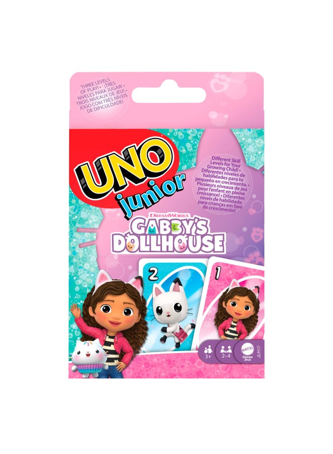 ماتيل جيمز UNO Junior Gabby’s Dollhouse Card Game for Kid Parties, Family Nights, Vacations & Travel - Image 1